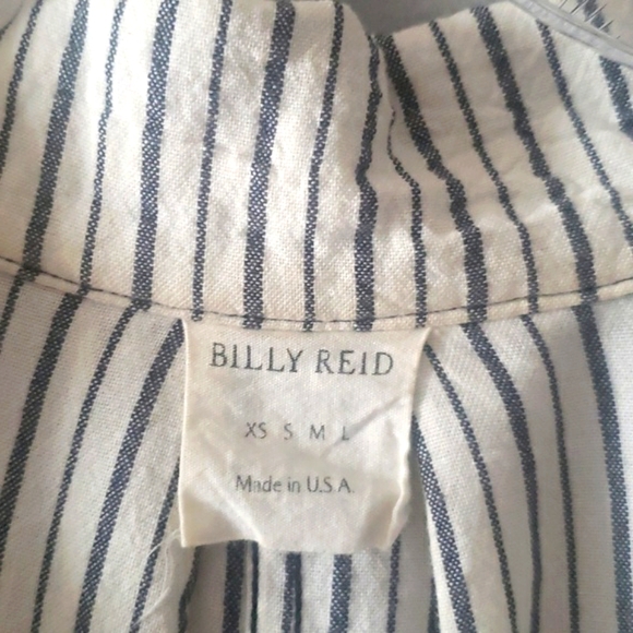 Billy Reid Stripe Drawstring Waist Shirt Dress White Charcoal One Size XS-L - Picture 2 of 16